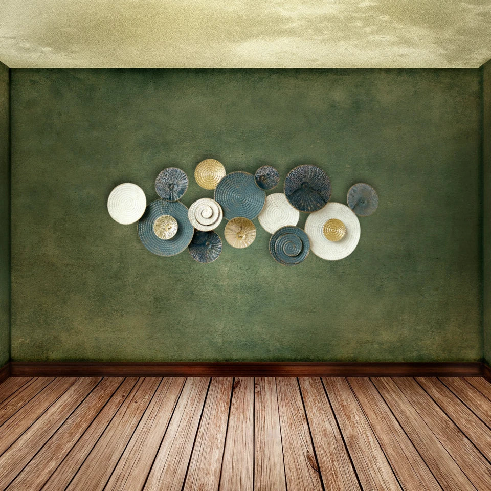 Blue white and gold wall sculpture alternate view