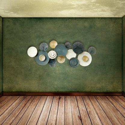 Blue white and gold wall sculpture alternate view