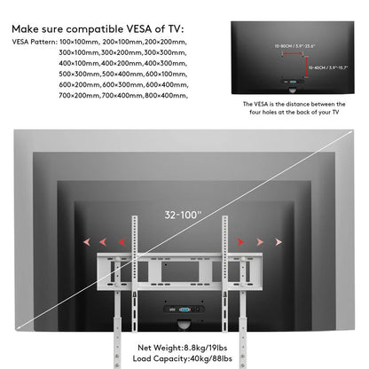 White TV stand for 32â€“100 inch LED and LCD televisions