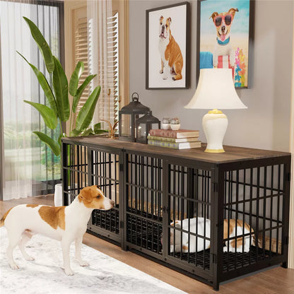 Heavy Duty Wooden Dog Crate End Table with Tray(XL)