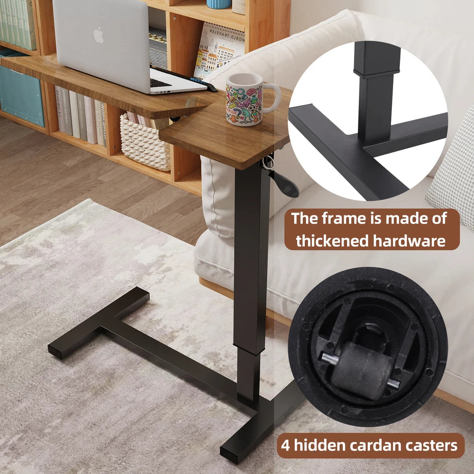 Mobile computer desk with dual top and rolling caster wheels