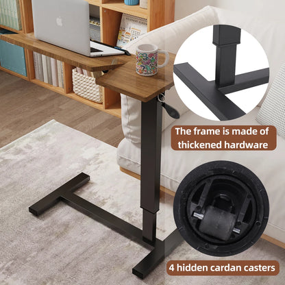 Mobile computer desk with dual top and rolling caster wheels