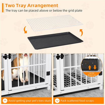 Indoor wooden dog crate with three access doors