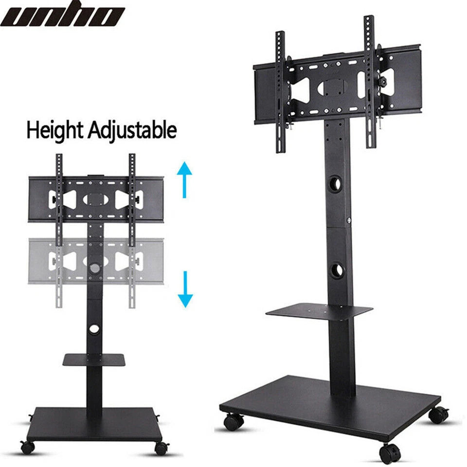 Rolling Trolley TV Floor Stand Portable Television w /Swivel VESA Bracket 32-70"