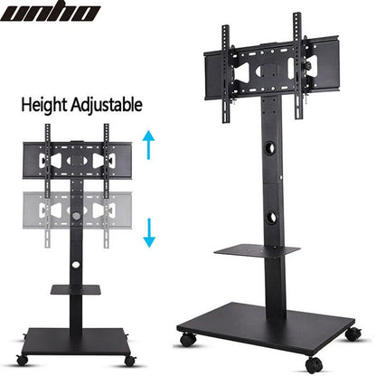 Rolling Trolley TV Floor Stand Portable Television w /Swivel VESA Bracket 32-70"