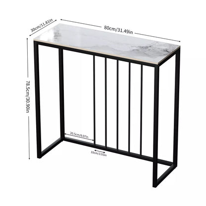 Contemporary sintered stone entryway table with metal frame