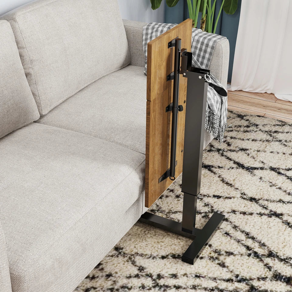 Modern rolling laptop workstation with black and walnut finish