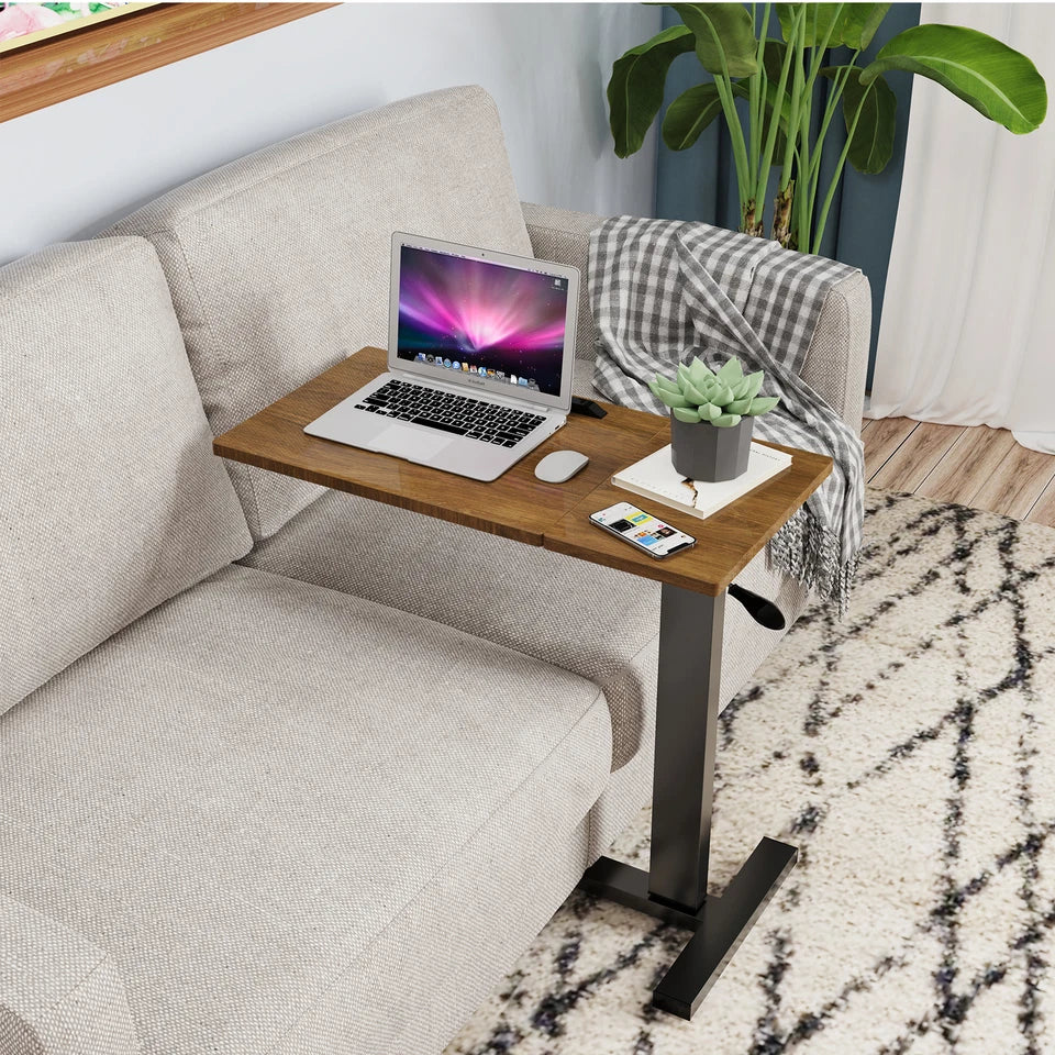 Portable laptop desk with dual tilting tabletop and wheels