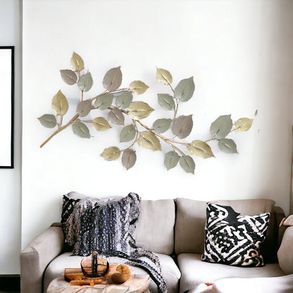 Luxury leaf branch metal wall decoration for home interiors