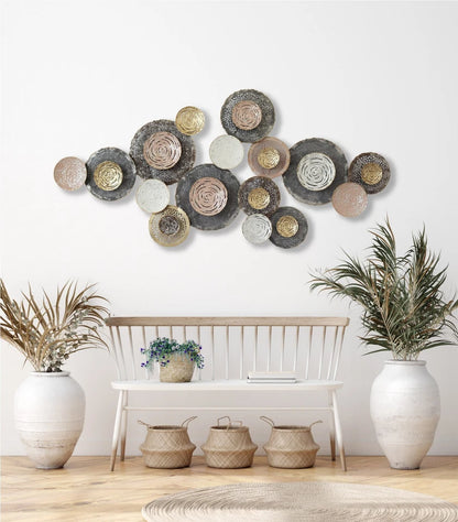 Multicoloured 160cm Giant Hand-Painted Metal Wall Art Painting in Art Deco Style for Modern Spaces
