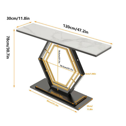 Geometric gold and black console table, alternate angle