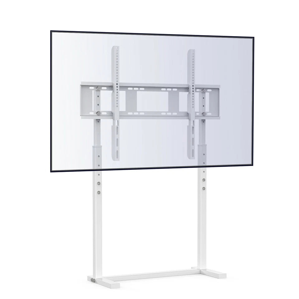 Adjustable white TV floor stand for large flat screen TVs