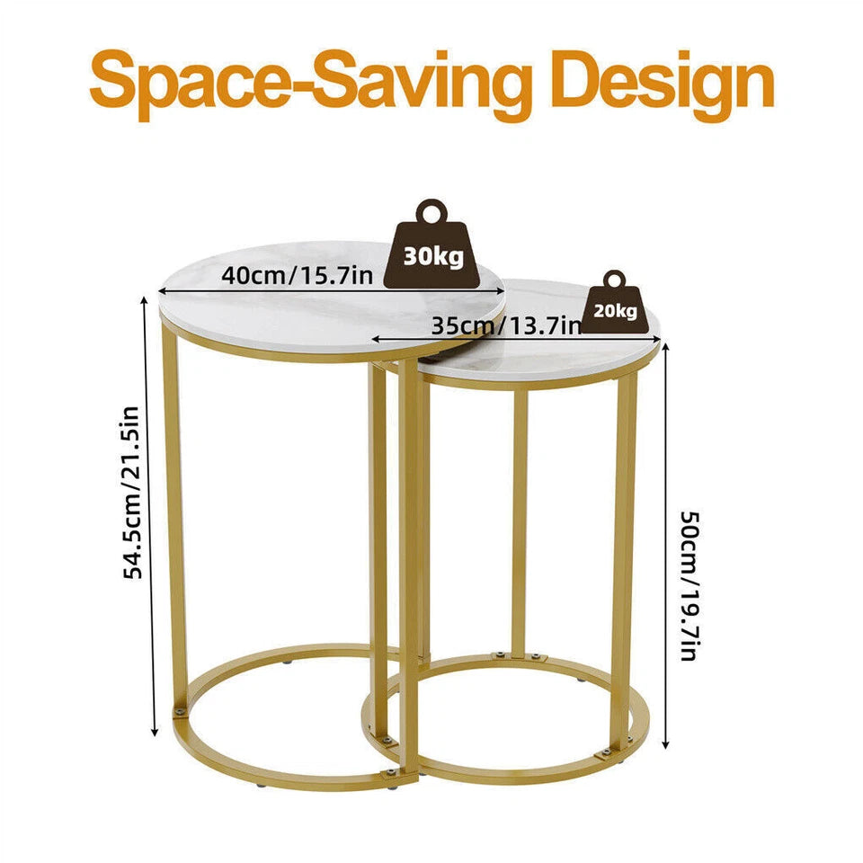 Decorative white nesting side tables for modern home interiors