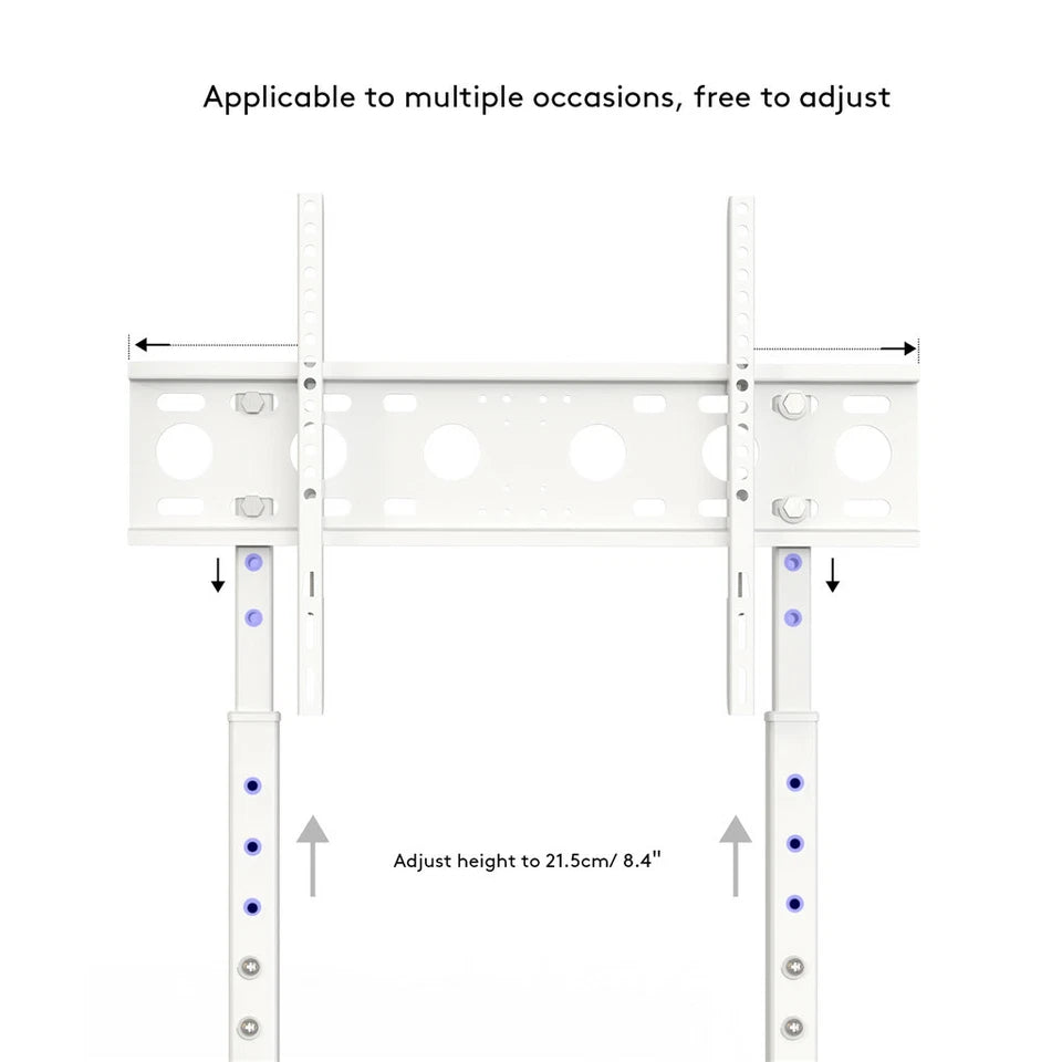 P&P White Adjustable Standing TV Stand with Cable Management for TVs