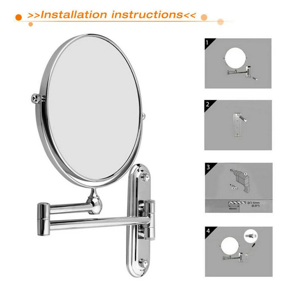 Premium wall mounted chrome makeup magnifying mirror