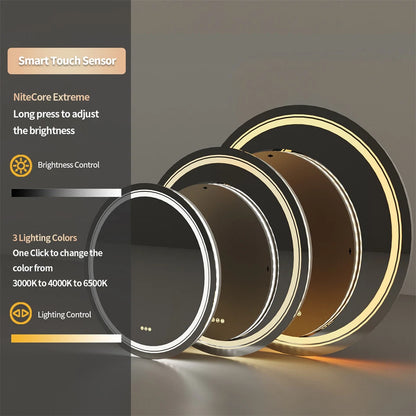 Wall mounted LED mirror with smart touch controls