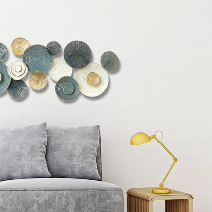 Textured metal wall art circular plate detail
