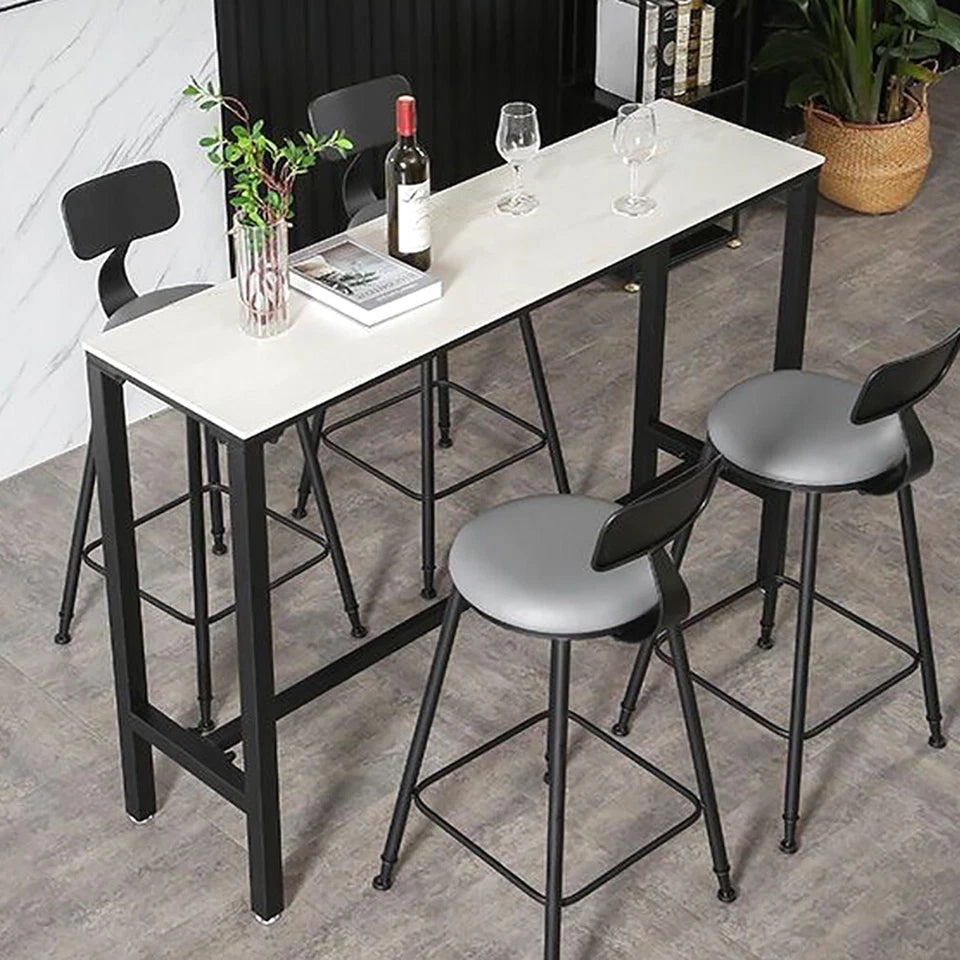 Contemporary glossy white bar table with comfortable foot support