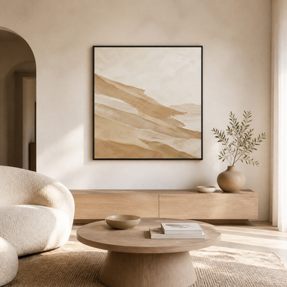 Sandstone Drift black floating frame canvas