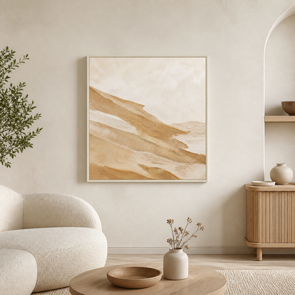Sandstone Drift white floating frame canvas