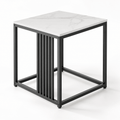 Square Side Table Marble Look Sintered Stone Top Black Frame