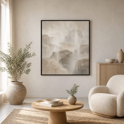 Stone Veil black floating frame canvas