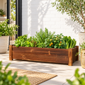 Wooden Planter Box - Rectangular Herb and Flower Garden Planter 65cm